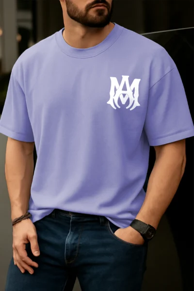 Amiri Logo T-Shirt Blue - Image 4