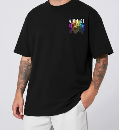 BLACK MULTICOLOR MA DRIP LOGO T-SHIRT